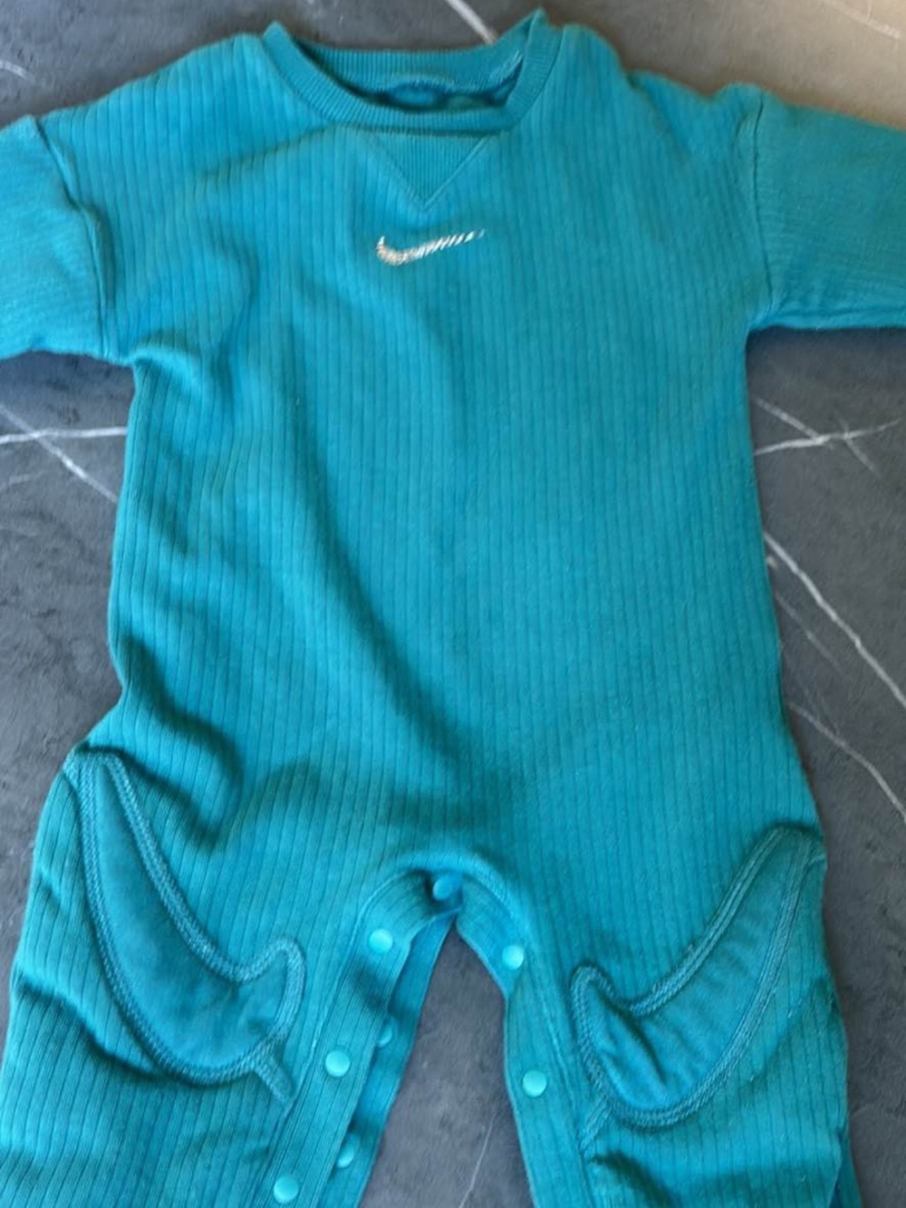 Nike Teal Ribbed Baby Footie One-Piece